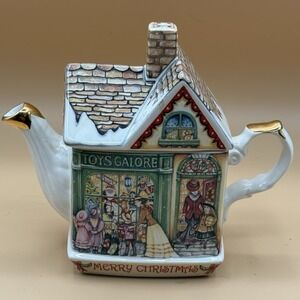 1999 James Sadler Rare Teapot Merry Christmas Toys  Store England VTG 1102/5000